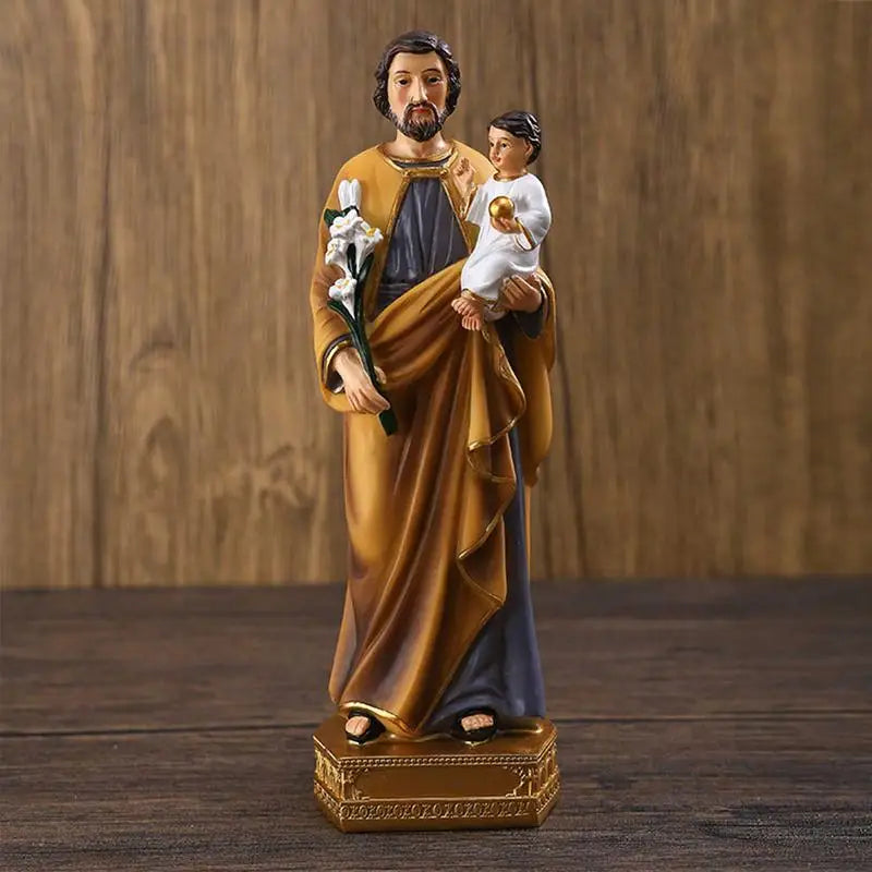 Estatuas de San José con el Niño Jesús, figuras religiosas, escultura de resina, San José, Dios, Cristo, decoración de escritorio para iglesia