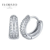 Pendientes de plata de ley 925 con microincrustaciones de circonitas en forma de aro y hebilla geométrica de lujo, joyería de moda, regalo al por mayor