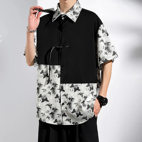M-5XL Plus Size Mens Short Sleeve Shirt Chinese Traditional Tai Chi Kung Fu Mandarin Collar Frog-Button Clothes Summer Tops Man - Lootquake