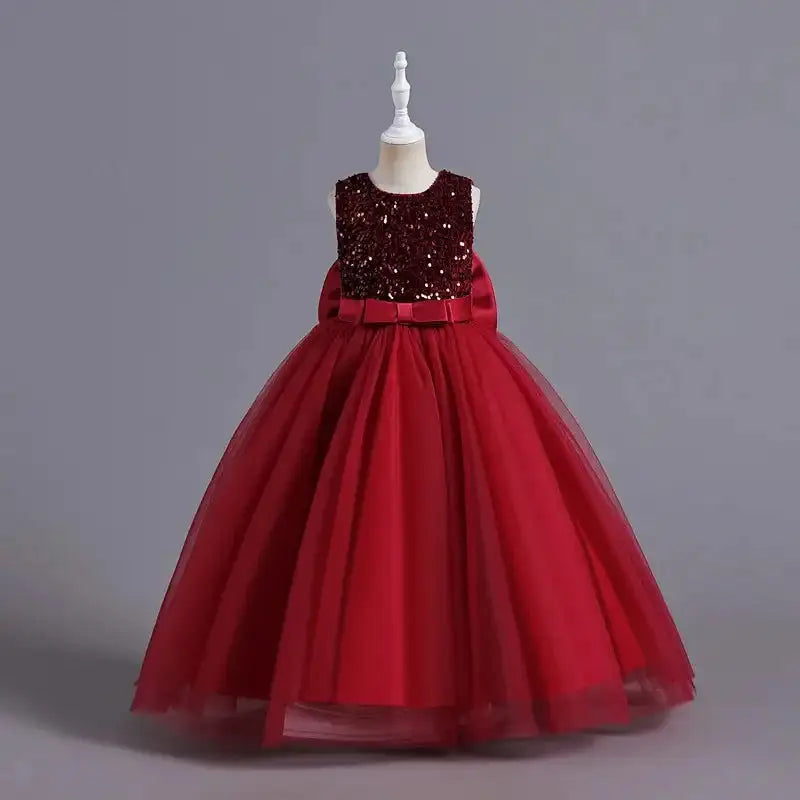 Teens Girls Bridesmaid Dresses For Wedding 5-14 Yrs Kids Sequin Birthday Party Long Dress Girls Evening Formal Pageant Vestidos - Lootquake