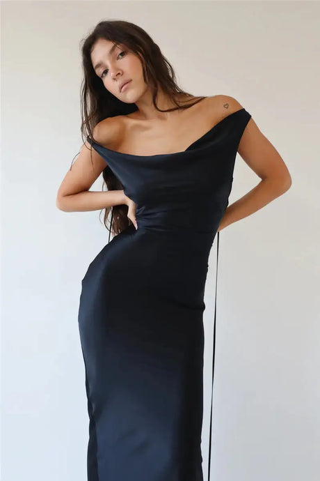 Fashion Women Satin Vintage Long Bodycon Dress Elegant Backless Spaghetti Strap Long Dress Y2K Sexy Low Cut Club Party Dress - Lootquake
