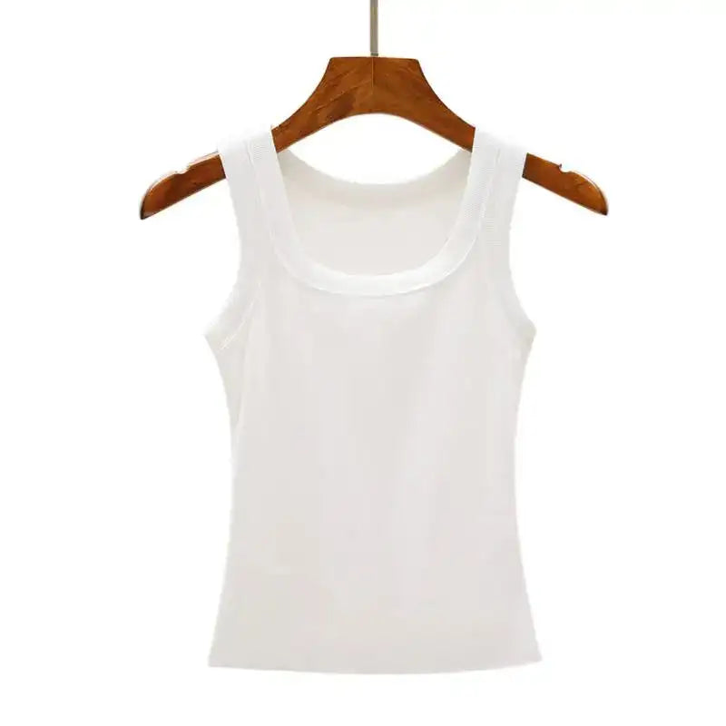 Camisola de algodón suave para mujer, conjunto de verano, camiseta ajustada y sexy, camiseta de punto y top sin mangas para exteriores