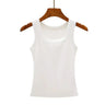 Camisola de algodón suave para mujer, conjunto de verano, camiseta ajustada y sexy, camiseta de punto y top sin mangas para exteriores