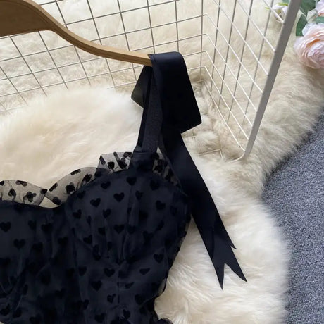 SINGREINY High Quality A Line Mesh Long Dress Spaghetti Strap Sleeveless Sheath Sundress 2023 Women Fashion Dot Print Maxi Dress - Lootquake