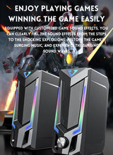 Altavoz para computadora Bluetooth RGB, altavoz para computadora de escritorio, altavoz para computadora portátil, altavoz estéreo de escritorio, alimentación por USB, con LED ambiental