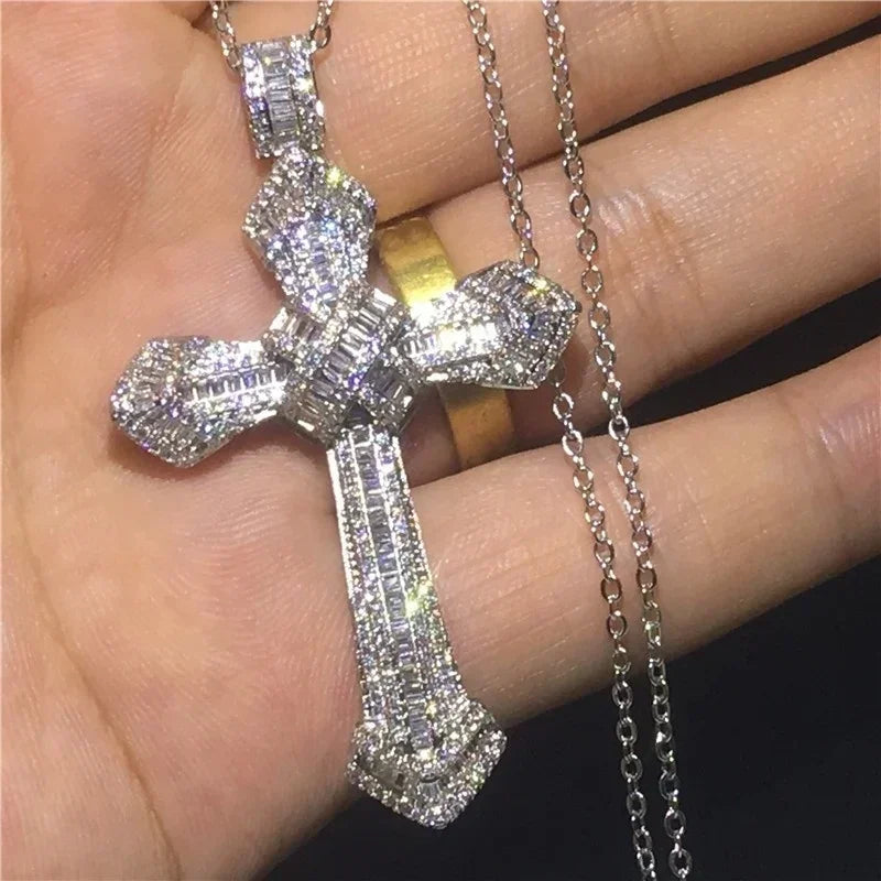 Exquisite Shining Crystal Cross Necklace Pendant Lucky Charming Fashion Jewelry Gift Unisex - Lootquake