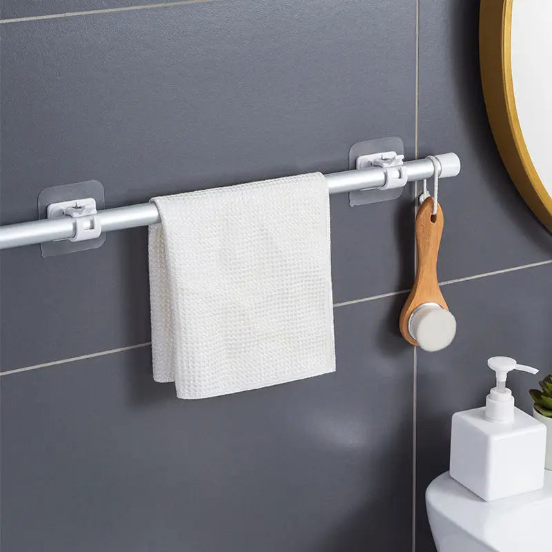 2/4 piezas de abrazaderas autoadhesivas ajustables para barra de cortina, soporte de pared para barra de cortina, sin clavos, para colgar en la pared