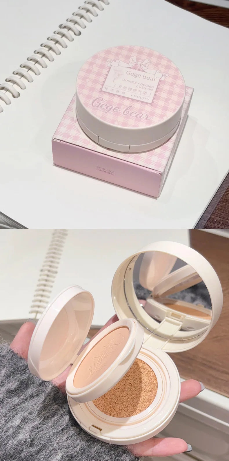 Polvos compactos mate para rostro, control de aceite, cobertura total natural, hidratante, blanqueador, base de maquillaje en crema, 2 en 1 cosmético