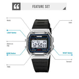 SKMEI Transparent TPU Strap Ladies Wristwatch Shockproof Back Light Display Stopwatch Digital Watches Women 2056 reloj mujer - Lootquake