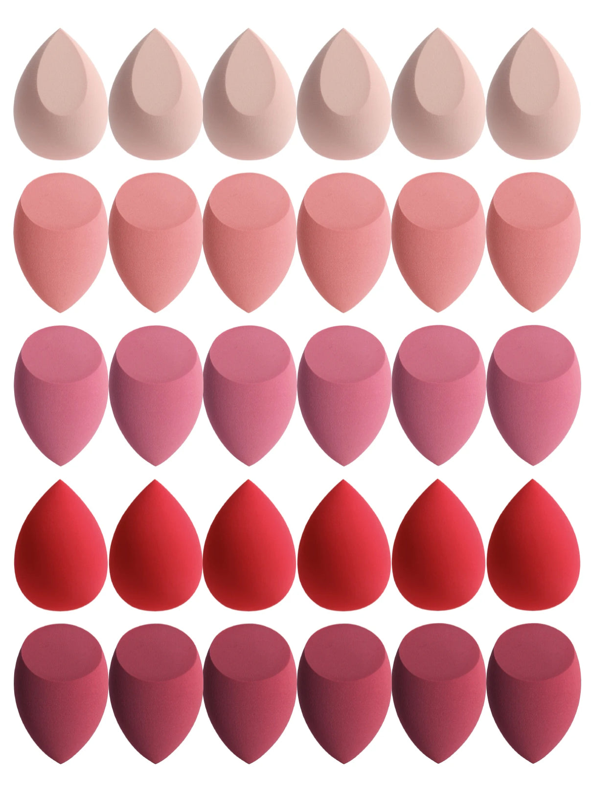 30 Beauty Eggs (Esponjas de Maquillaje) Esponja de Belleza Mixta para Base de Maquillaje, Líquida, en Crema y en Polvo Sin Impurezas, Multicolor C