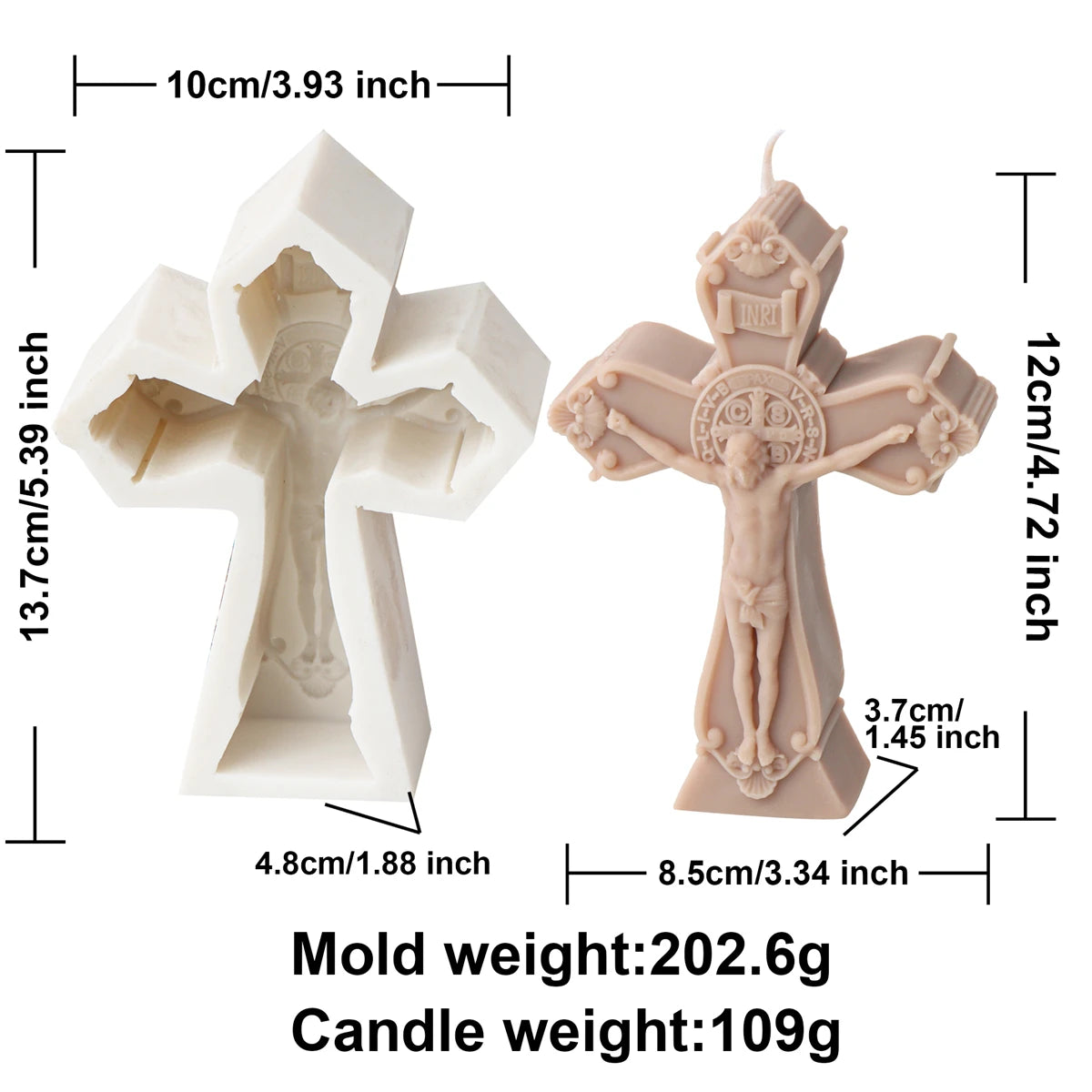 Moule en silicone 3D en forme de croix de Jésus pour bougie, moulage en résine pour perles aromatiques, savon, décoration artisanale, cadeau