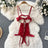 Red Christmas Sexy Lingerie Shawl Set Halter Jumpsuit Lace-up Cosplay Costume New In Women Clothes Skinny Bodysuit Suit Hotsweet - Lootquake