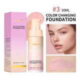 Base de maquillaje Lakerain que cambia de color CC Cream, base de maquillaje facial resistente al agua, base líquida, corrector impecable de larga duración.