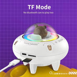 Mini haut-parleur portable Bluetooth avec éclairage LED RGB, design OVNI, vaisseau spatial, haut-parleur sans fil, idéal comme cadeau, compatible TF