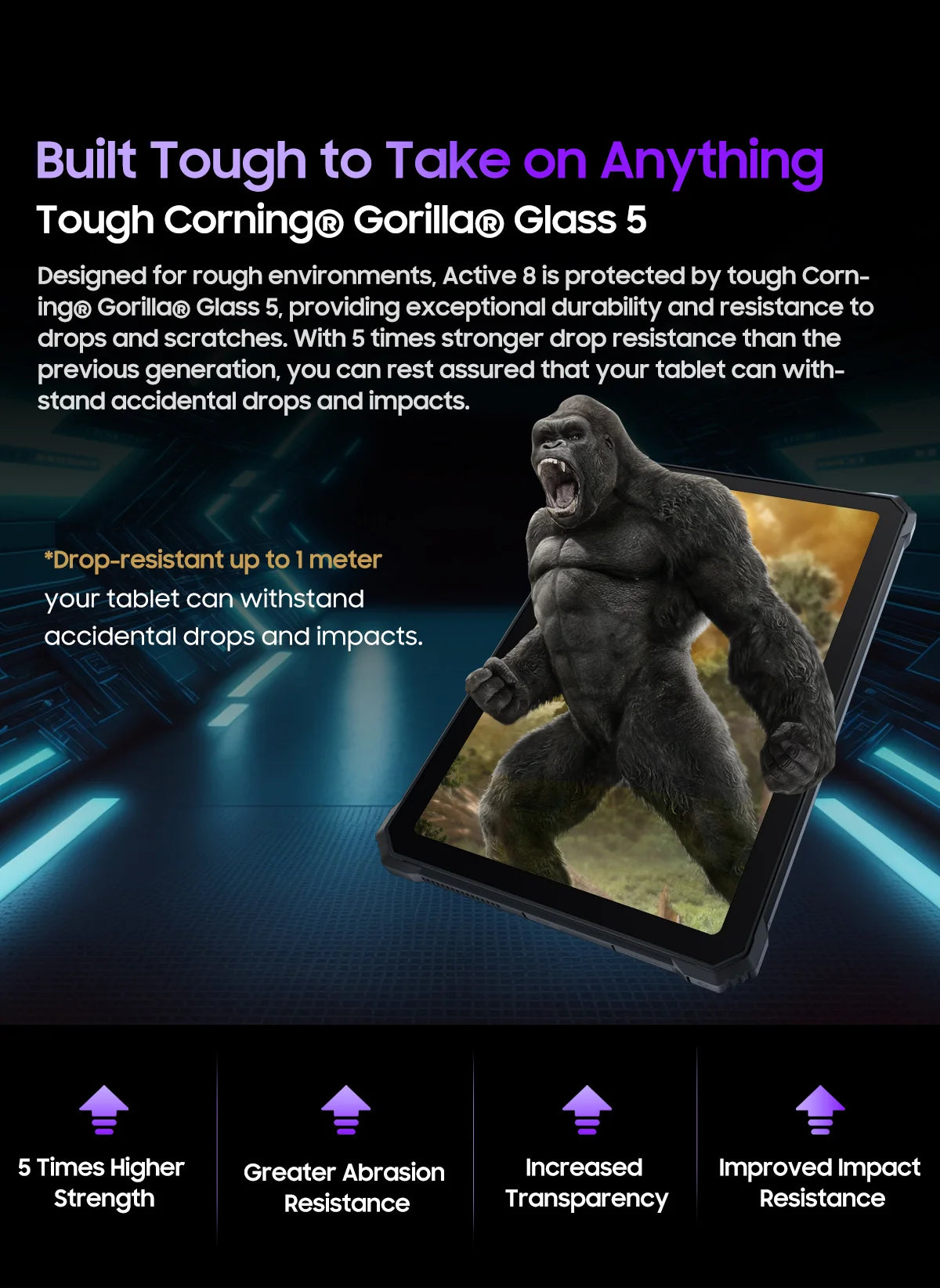 Tablette PC Blackview Active 8 Pro 16 Go 256 Go Batterie 22 000 mAh Android 13 Écran 2,4 K 10,36 pouces Caméra 16 Mpx + 48 Mpx Tablette robuste