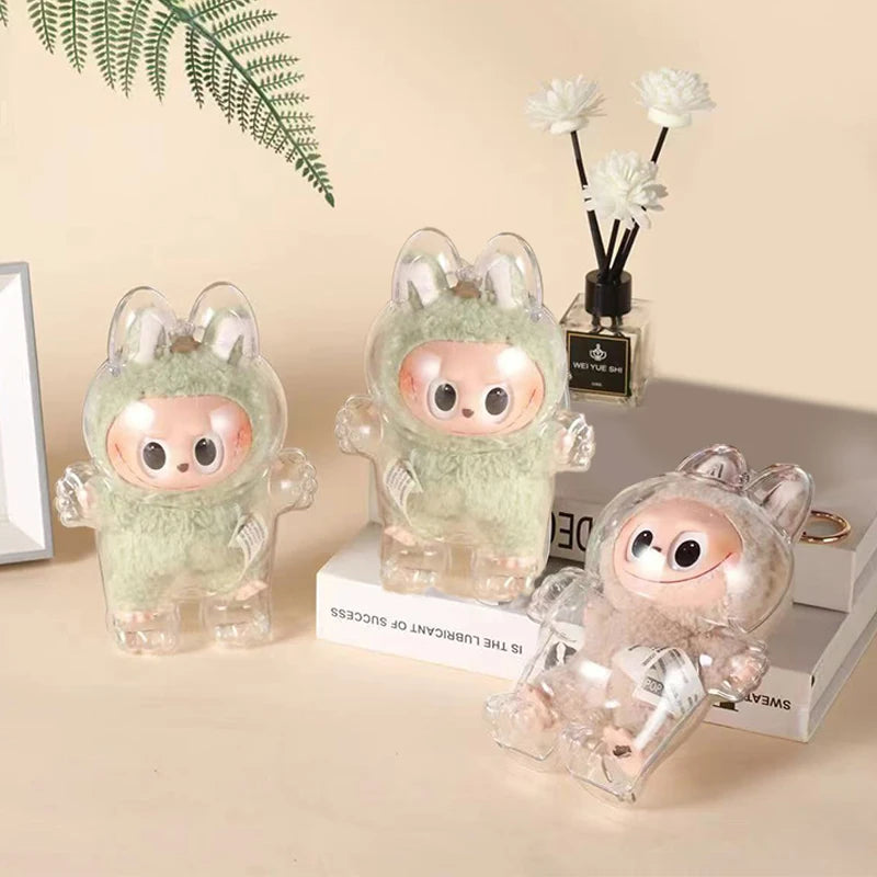 LABUBU Étui transparent pour siège Labubu Étui en plastique Sac à dos Charms