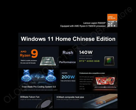 Lenovo LEGION R9000P 2024 AMD R9 7945HX Geforce RTX4060 8GB 16/32GB RAM 1TB SSD 16" 2.5K 240Hz Screen - Lootquake