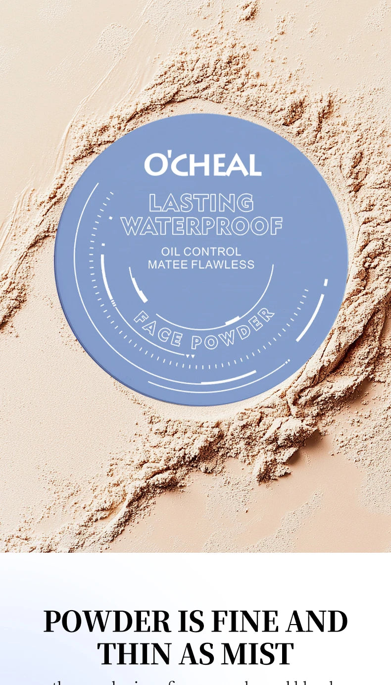 Polvos fijadores mate Ocheal para rostro, control de grasa, ligeros, radiantes, base de maquillaje, polvos compactos, maquillaje de cobertura total, cosmético
