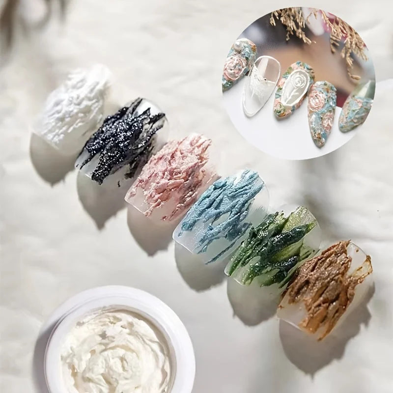 6 Colors Gel Nail Art Plaster Effect 3D Sand Texture No Need Top Coat Gel Polish UV Nail Polish Lacquer Varnish