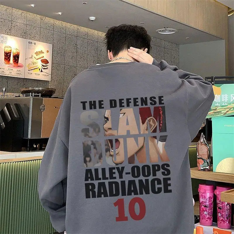 Cotton Hip-hop SLAM DUNK Printed Crew Neck Sweater Autumn Winter Men's Women's New American Trendy Brand Versatile Couple Jumper - Lootquake