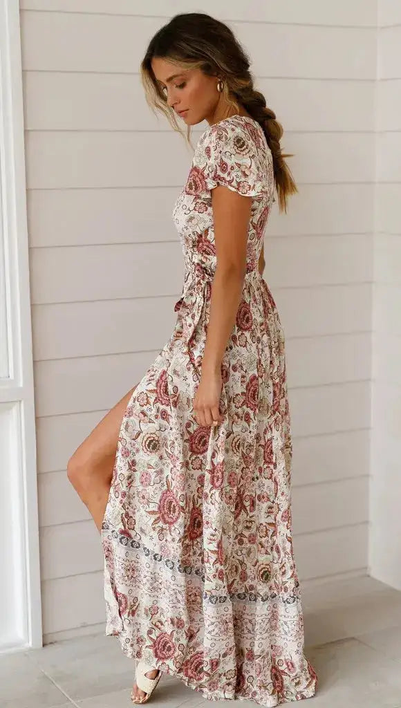 Vestido largo sexy con estampado de vacaciones de verano 2024 para mujer