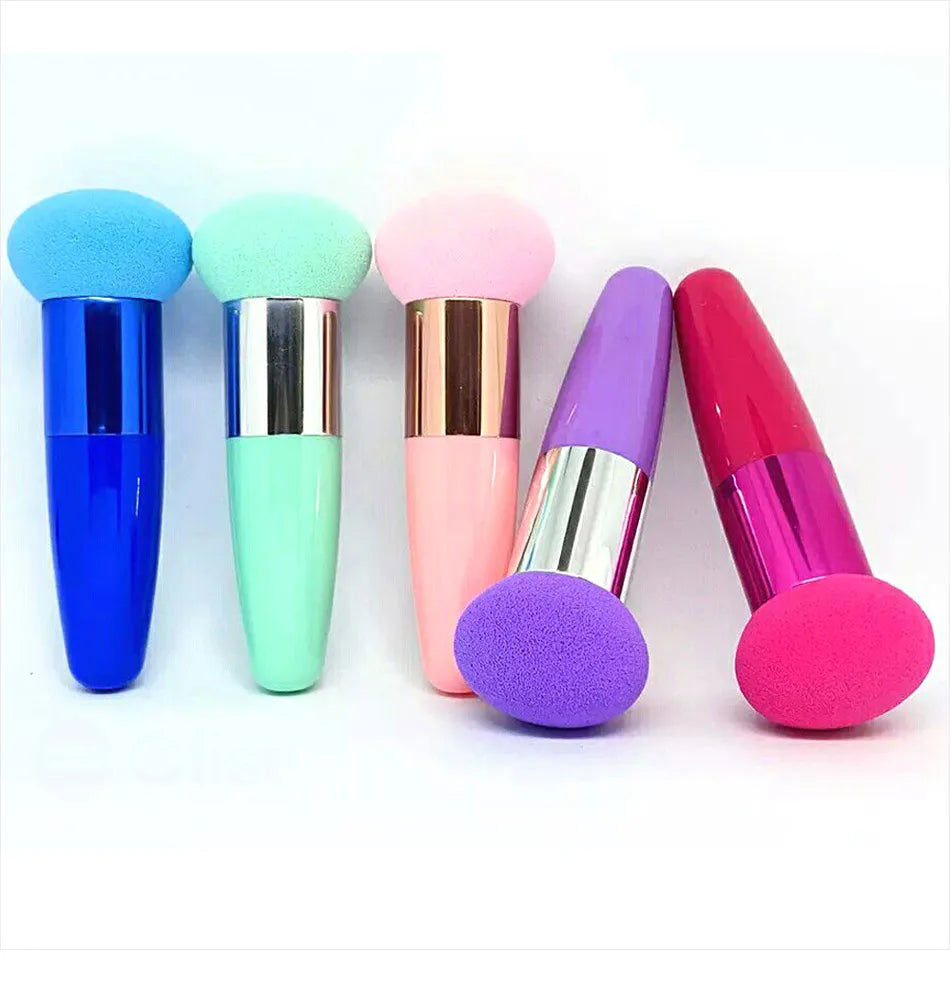 Lot de 3 pinceaux de maquillage pour femme, houppette à tête de champignon, pour fond de teint, correcteur, estompeur, avec manche lisse, outils de beauté