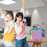 Máquina de karaoke Bluetooth 5.3 con micrófono inalámbrico y luces LED ajustables, mini altavoz para niños y adultos.