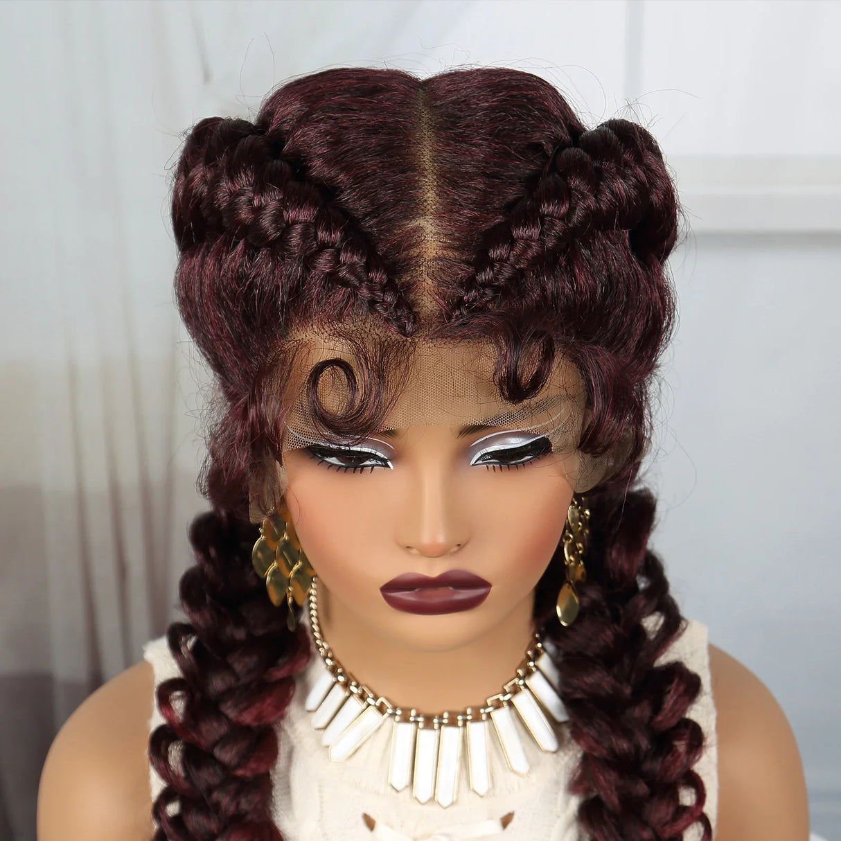 36" Blonde Twisted Braids Wig | Transparent Lace Front | Baby Hair