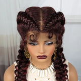 36" Blonde Twisted Braids Wig | Transparent Lace Front | Baby Hair