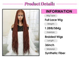 350# Blonde HD Full Lace Braided Wig | Knotless Box Cornrows | Crochet Braids | Synthetic Braids for Black Women