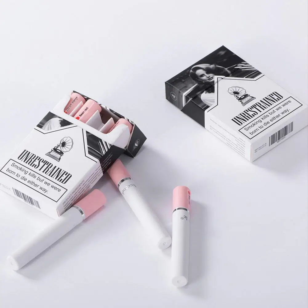 Juego de 4 labiales de cigarrillos, brillo labial mate de larga duración, resistente al agua, tubo de lápiz labial color piel, maquillaje cosmético.