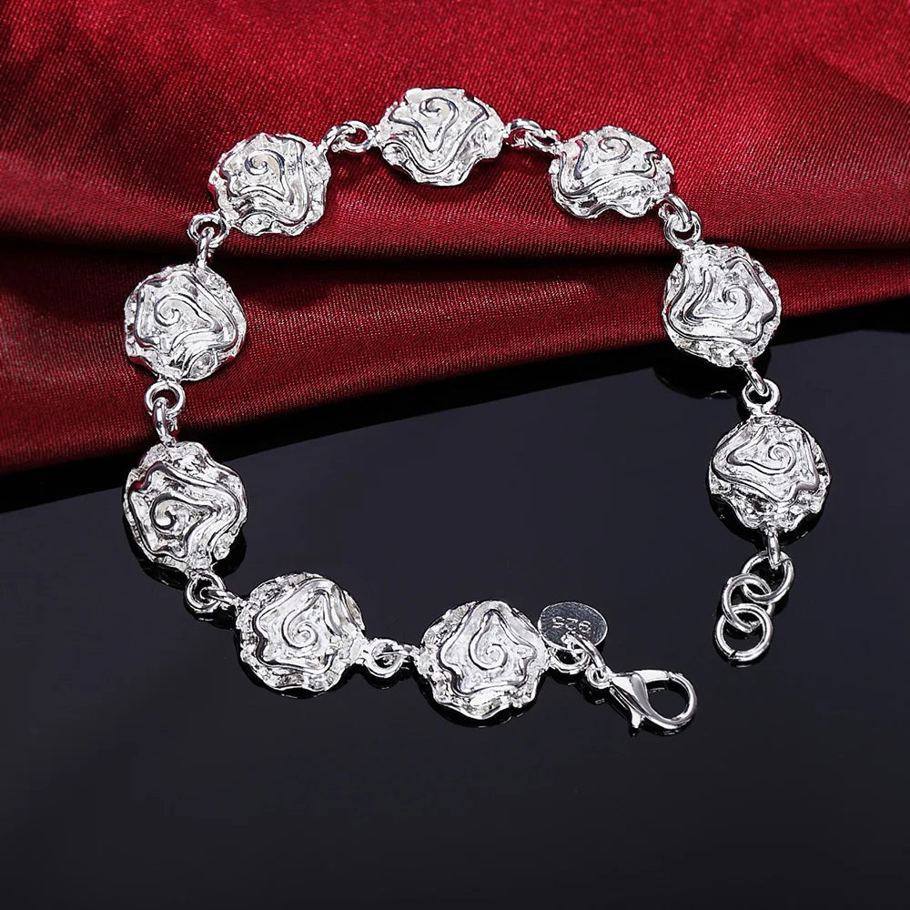 Fashion charm 925 Sterling Silver Bracelet for man woman Twisted rope chain fine jewelry Wedding party Christmas gift - Lootquake