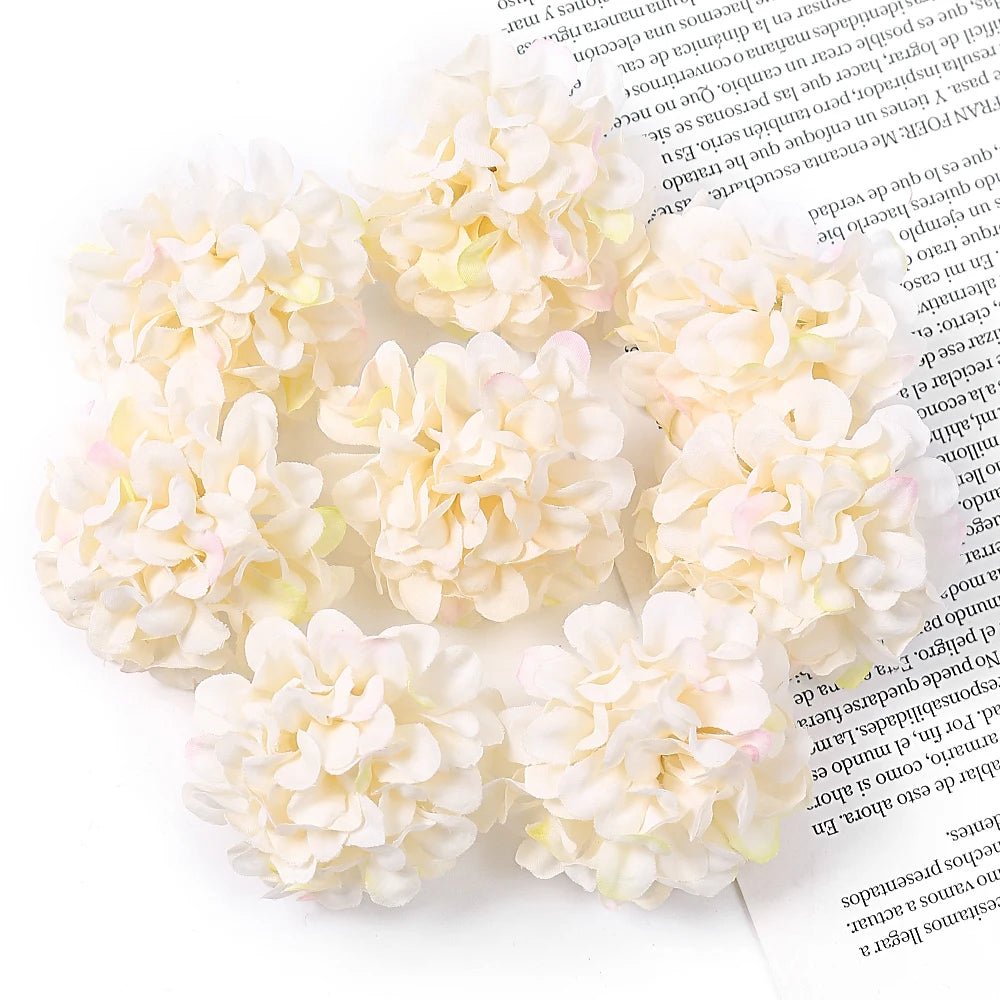 10Pcs Artificial Flowers Silk Hydrangea Fake Flower Head For Wedding Decoration Party Home Decor DIY Wreath Gift Craft Accessory