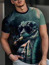 Fashion 3D Snake Printed T Shirt For Men Funny Animal Pattern Oversized T-shirt Summer Hip Hop Trend Clothing Casual O-neck Tops - Lootquake