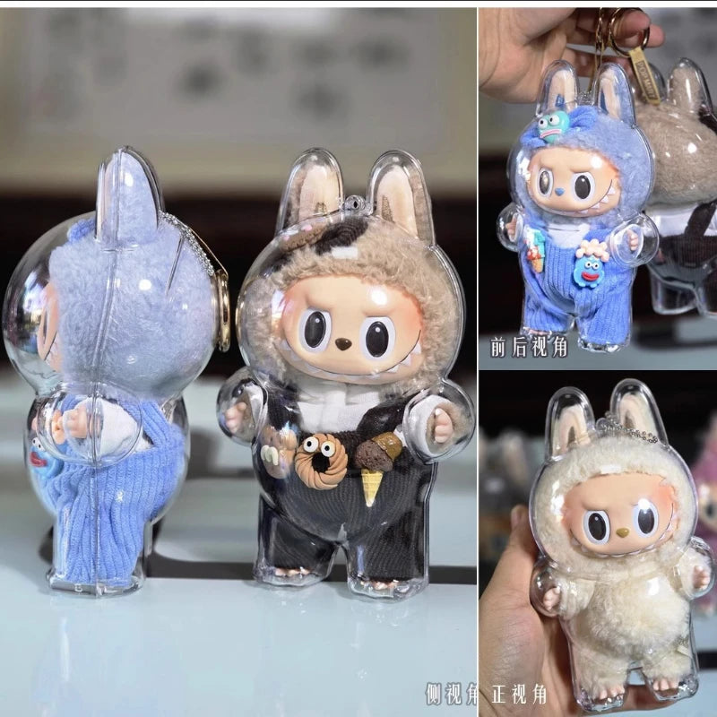 Étui de protection Labubu 17 cm Labubu V1V2V3, adapté au port de vêtements, étui de rangement en acrylique transparent, cadeaux DIY