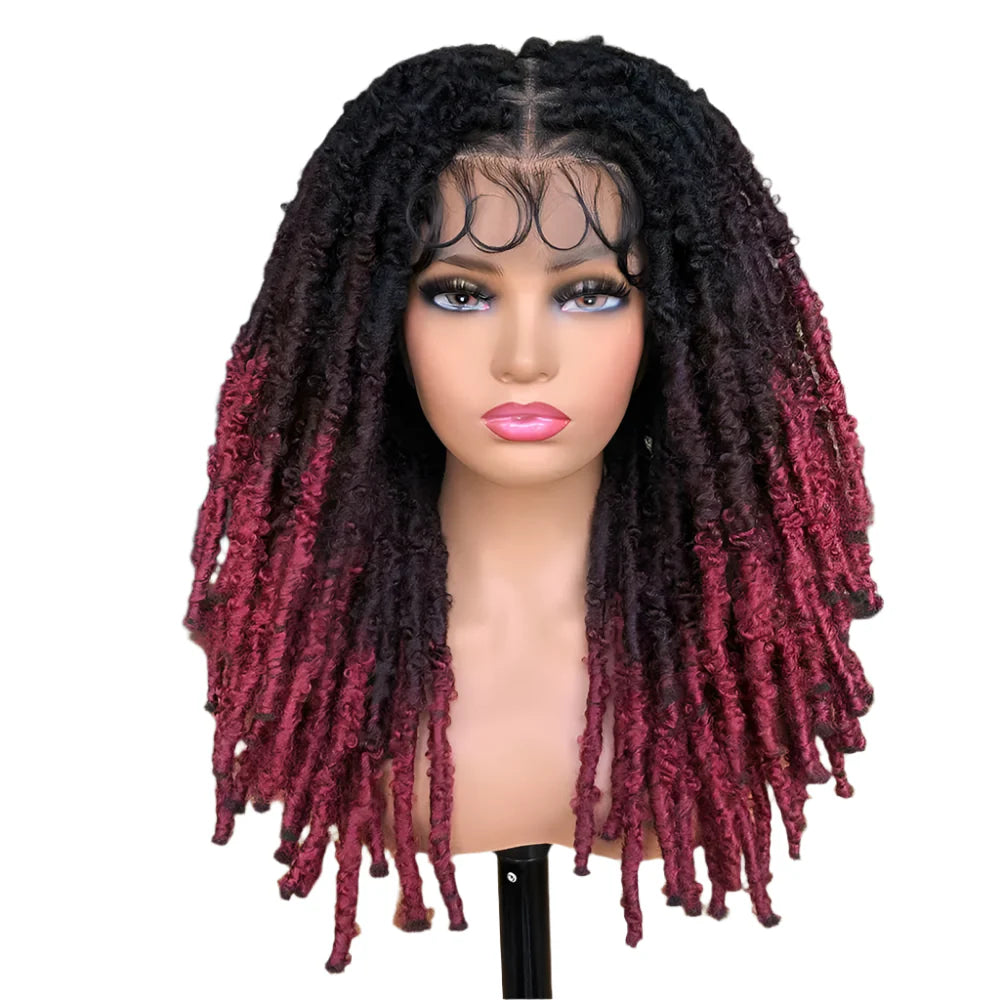 Blue Butterfly Locs Full Lace Braided Wigs For Women Crochet Hair Dreadlocks Meche Faux Locks Braids Extensions Synthetic Hair