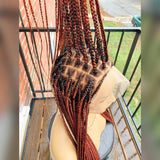 28" Platinum Grey Box Braided Wig | Full Lace | Kanekalon Synthetic Hair | Choose Lace Color
