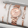 4PCS Fashion Women Watch Luxury Rhinestone Steel Band Ladies Quartz Watch Bracelet Set Relogio Feminino（Without Box） - Lootquake