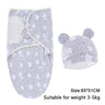 Baby Blanket Hat Set Cartoon Printed Cotton Newborn Swaddle Adjustable Infant Sleeping Swaddle Wraps All Seasons 0-6 Months