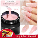 BORN PRETTY 60/30 ml Gel de extensión de uñas de gelatina dura Esmalte de uñas de gel Uñas francesas Nude Rosa Blanco Transparente Suministros de uñas Gel para extensión