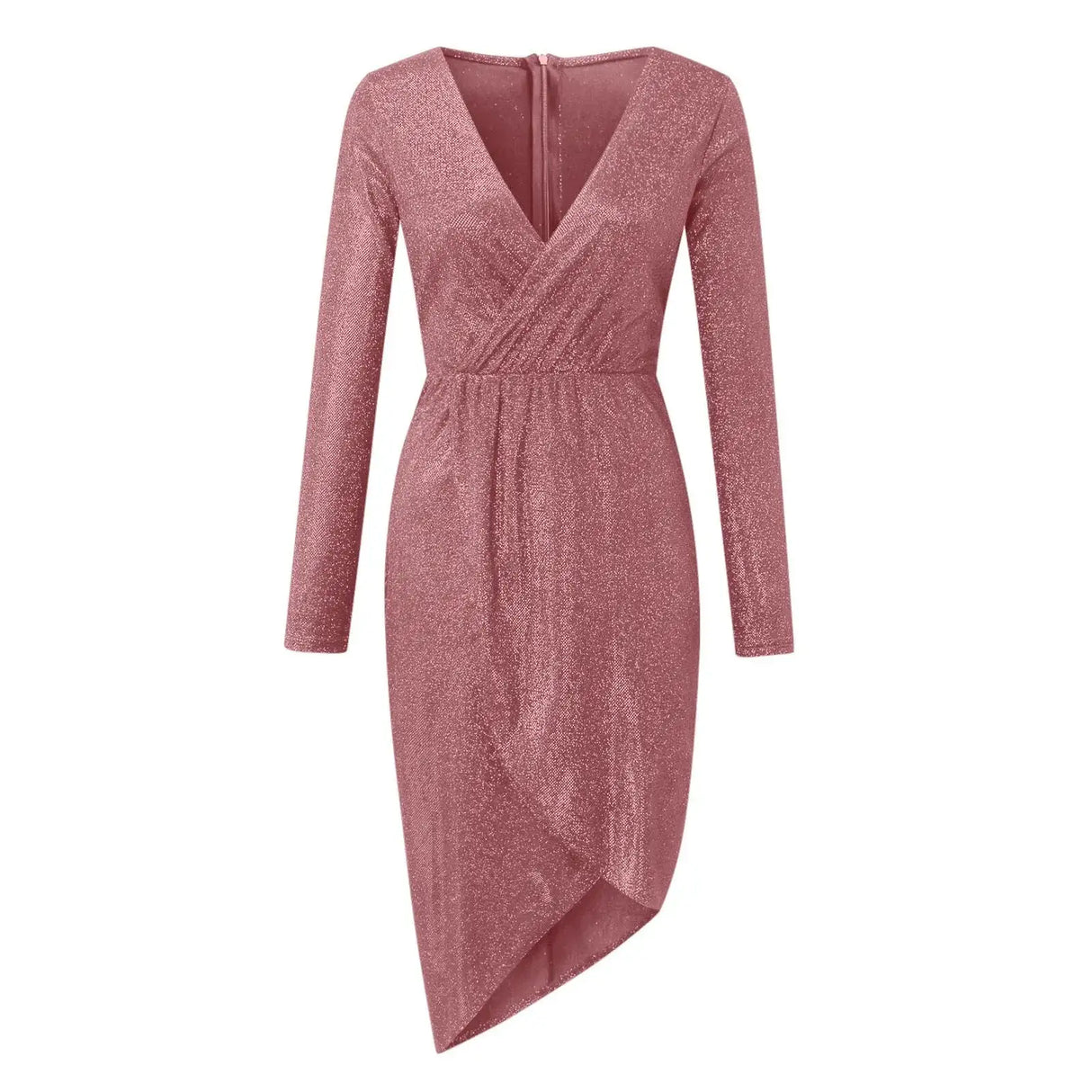 Elegant Women Evening Party Dress Shiny Sequin Deep V-Neck Nightclub Formal Dress Bodycon Irregular Hem Long Dress For Wedding - Lootquake