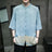 M-5XL Plus Size Mens Half Sleeve Kung Fu Tai Chi Tops Streetwear Casual Shirt Chinese Style Tunic Summer Shirts Sky Blue Clothes - Lootquake