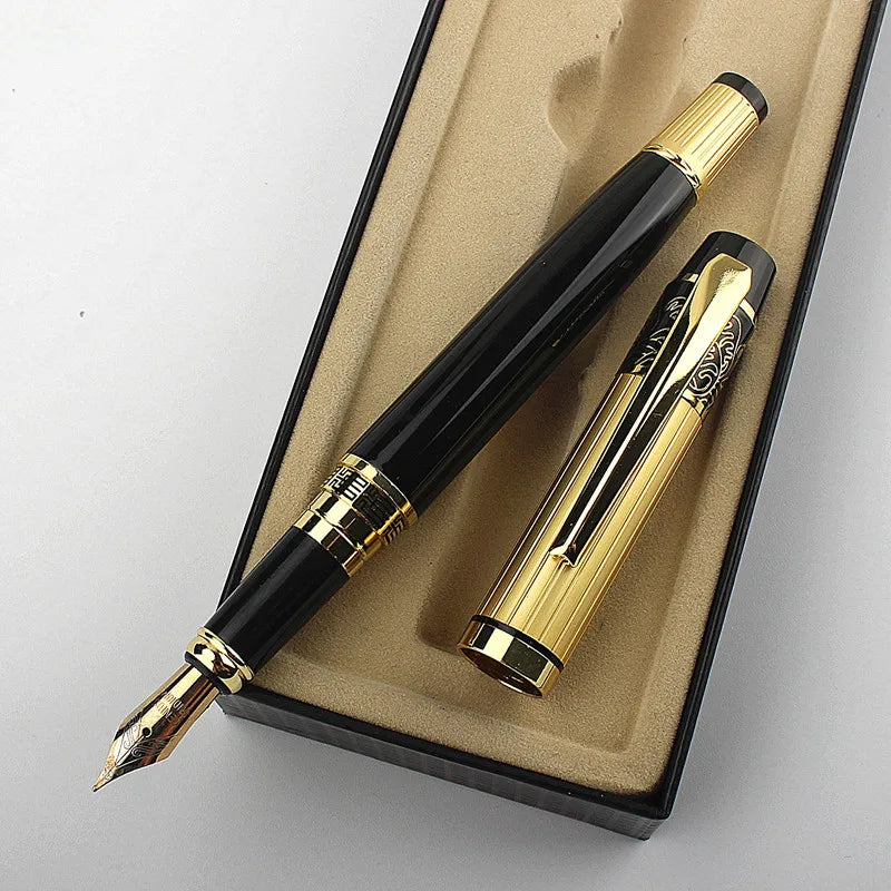 Luxury Gold Classic Style Silver Clip Metal Fountain Pen 0.5mm Nib Steel Ink Pens for Gift Office Supplies School Supplies