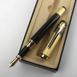 Luxury Gold Classic Style Silver Clip Metal Fountain Pen 0.5mm Nib Steel Ink Pens for Gift Office Supplies School Supplies