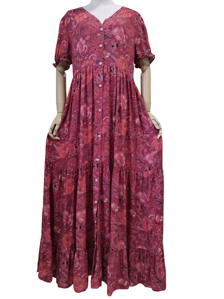 TEELYNN boho long dress Vintage 2023 floral print Chiffon three quarter sleeve v-neck summer Gypsy Hippie women dresses vestidos - Lootquake