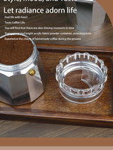 Mocha pot powder dispenser, fabric powder dispenser, powder pressing and filling tool