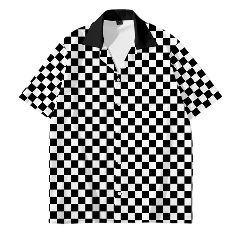 Mens Designer Clothes Black and White Dot Print Shirts Oversized Summer Travel Hawaii Beach Hawaiian Harajuku Camisa Masculino - Lootquake