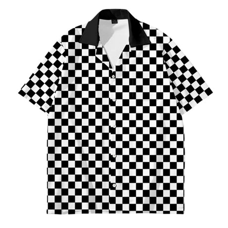 Mens Designer Clothes Black and White Dot Print Shirts Oversized Summer Travel Hawaii Beach Hawaiian Harajuku Camisa Masculino - Lootquake