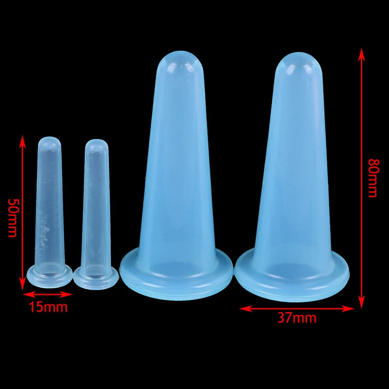 Lot de 4 ventouses en silicone pour massage du visage et du cou, anti-cellulite, soins de la peau, lifting, entretien