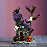 Haunted House Table Decor Glowing Halloween Decorations Resin with Ghost Table Ornament Figurines for Garage Fireplace Bathroom